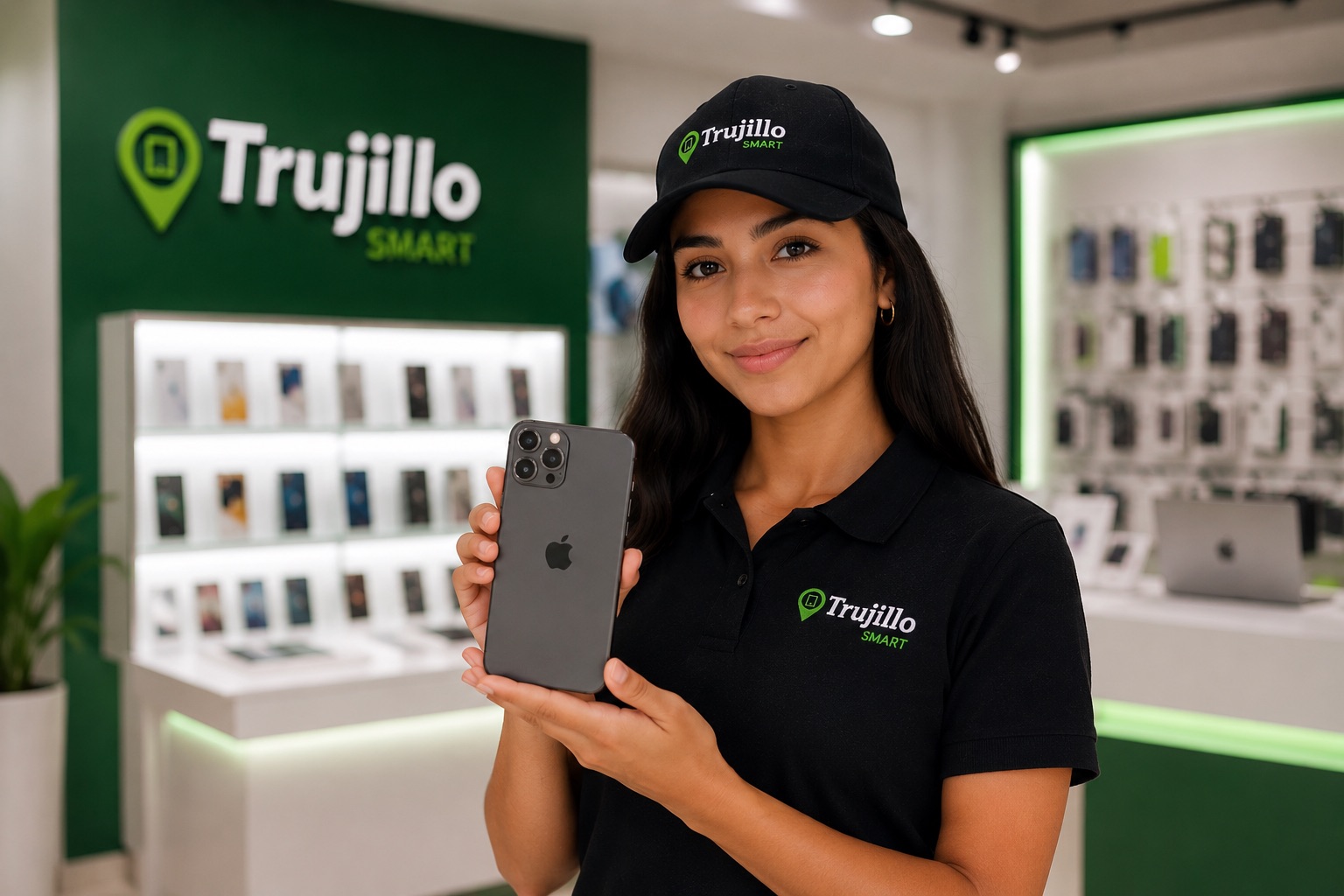 Trabajadora de Trujillo Smart atendiendo en tienda